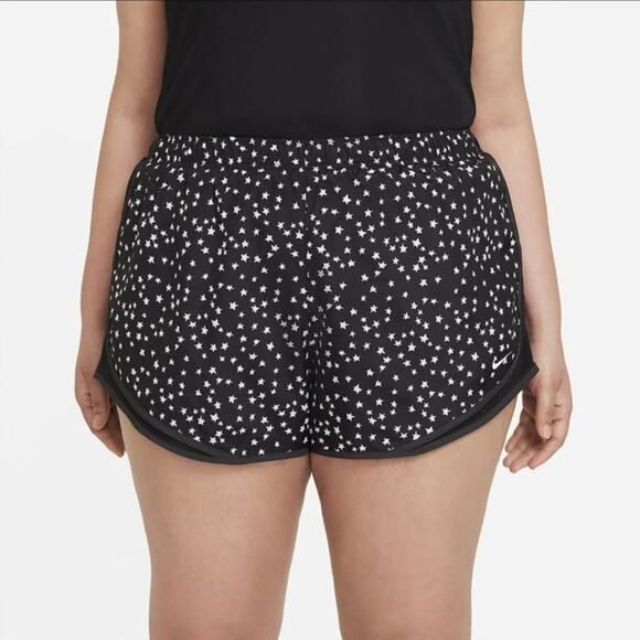 Nike Tempo Shorts Plus Size Dri-Fit Black/White Stars Running Workout Women 1X - Picture 3 of 8